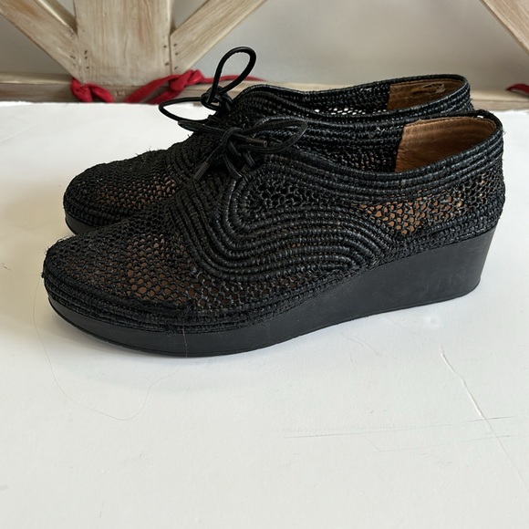 Robert Clergerie Vicole Woven Raffia platform Oxford shoes - Picture 2 of 4